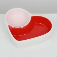 Миска для грызунов двойная &laquo;Сердце&raquo; 10&times;8.5&times;2.3 см, керамика
