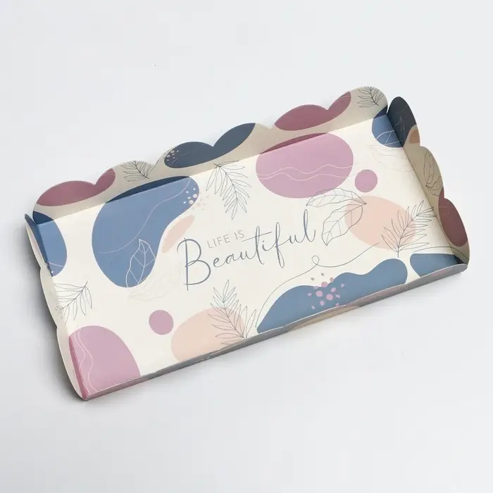 Коробка для печенья, кондитерская упаковка с PVC крышкой, &laquo;Абстракция&raquo;, 10.5 х 21 х 3 см