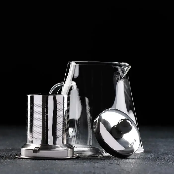 Чайник стеклянный заварочный с металлическим ситом Magistro &laquo;Дарси&raquo;, 450 мл, 14&times;8,5&times;13,5 см