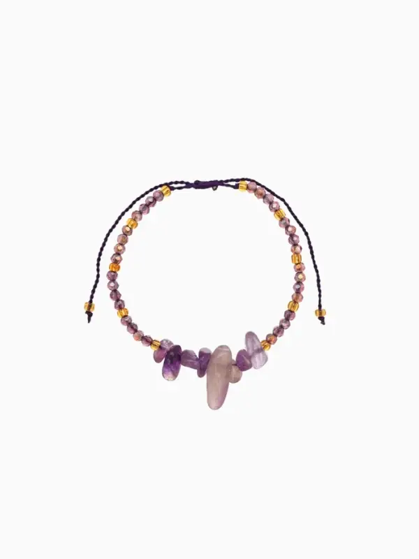 Браслет, длина 16 см, цв. сиреневый, красный