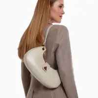 Сумка женская багет TEXTURA на молнии, 30&times;5&times;17 см, молочная