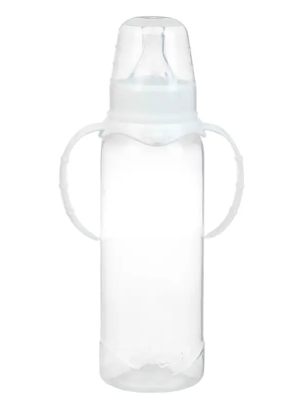 Бутылочка для кормления M&B, классическое горло, с ручками, от 3 мес., 250 мл., белый