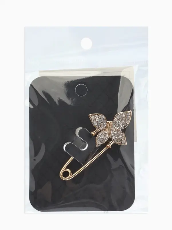 Булавка &laquo;Бабочка&raquo;, 5 см, белая в золоте