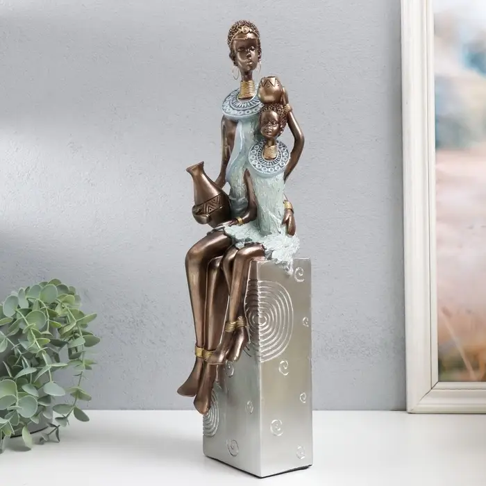 Фигурка полистоун &laquo;Африка. Мать и ребёнок&raquo;, серебро 11.5&times;12&times;41 см