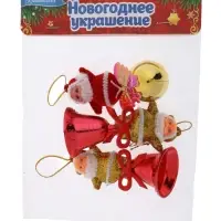 Ёлочные игрушки 3 шт. &laquo;Дедушка Мороз&raquo; 3&times;7 см, МИКС красно-золотой