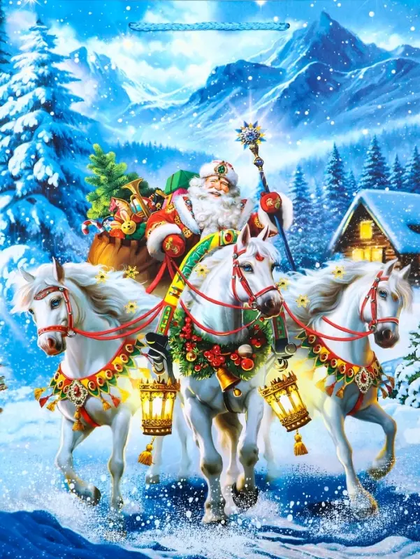 Пакет подарочный новогодний ламинированный, «На встречу Новому Году» , 33×10×42.5 см