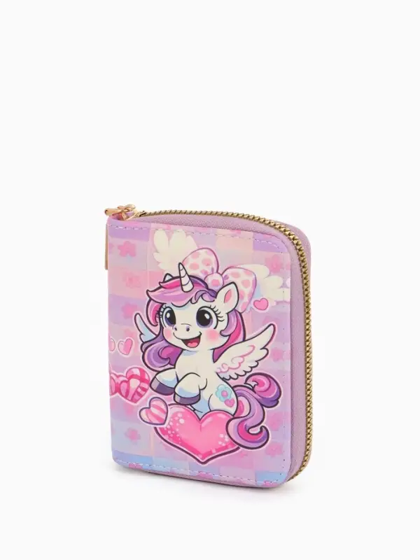 Кошелёк на молнии &laquo;Выбражулька&raquo;, 8.5&times;2.5&times;10.5 см, с принтом, розовый/сиреневый