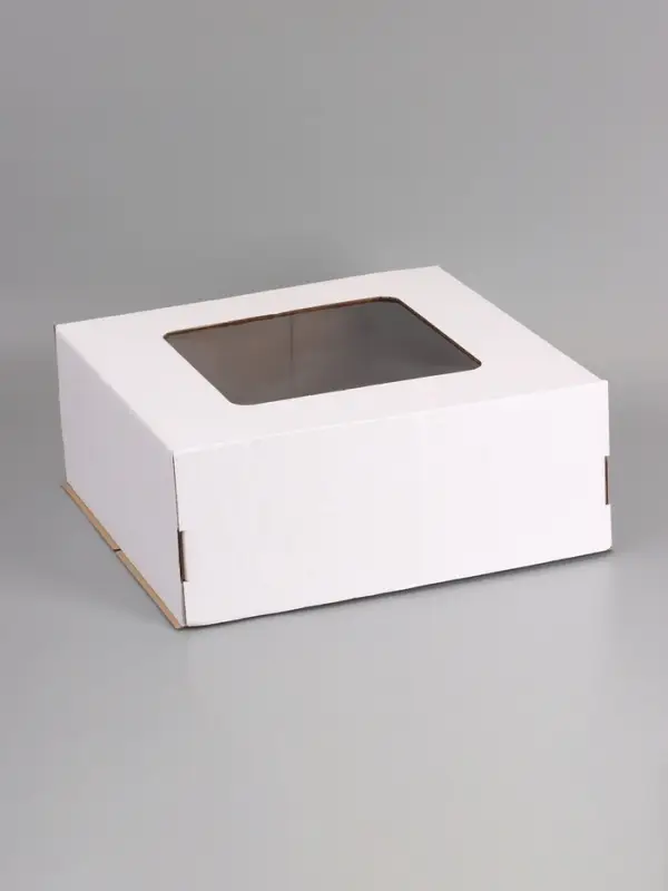 Коробка для торта, с окном, белая, 50 х 50 х 20 см