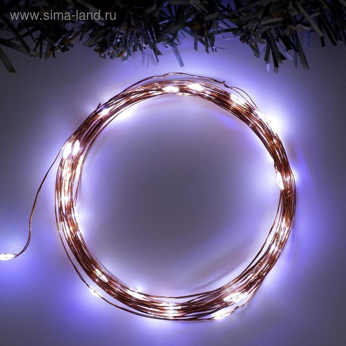 Гирлянда «Нить» 5 м роса, IP20, медная нить, 50 LED, 2 режима, батарейки AAх3 (нет в комплекте), свечение белое Гирлянда «Нить» 5 м роса, IP20, медная нить, 50 LED, 2 режима, батарейки AAх3 (нет в комплекте), свечение белое