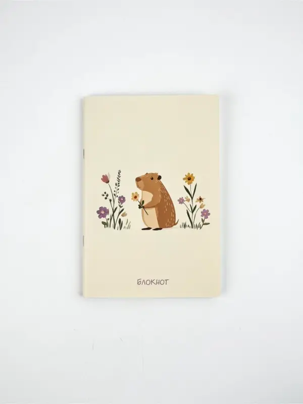 Блокнот А5, 48 листов, в точку, обложка софт-тач  "Капибара"