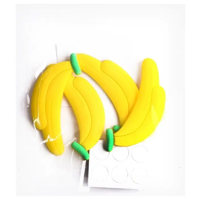Декор силикон «Бананы» набор 4 шт., размер 1 шт. — 2,5 × 6,5 × 0,3 см, клеевые подушечки
