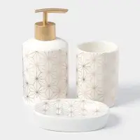 Набор аксессуаров для ванной комнаты Доляна &laquo;Андромеда&raquo;, 3 предмета, дозатор 250 мл, мыльница, стакан, белый