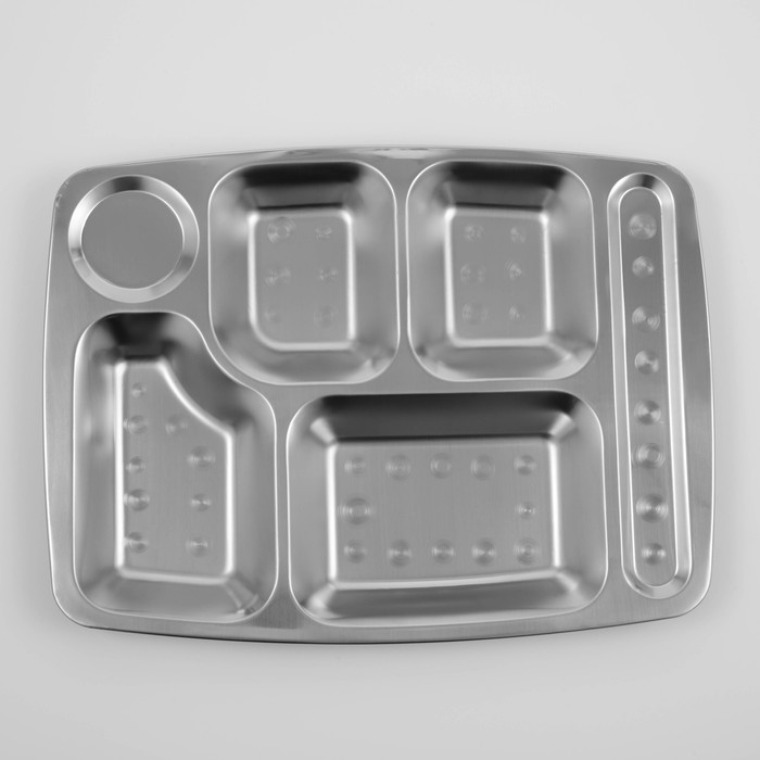 Поднос из нержавеющей стали, 6 секций, 35×26×2 см