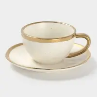 Чайная пара Magistro Poursephona, чашка 250 мл, блюдце d=16 см, фарфор, белая