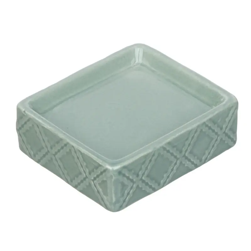 VETTA Мыльница, керамика, 11x9,5x3,5 см, ромбы, мятный