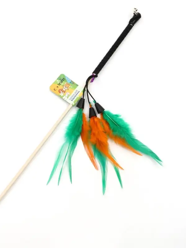 Дразнилка - удочка &laquo;Салют из перьев&raquo;, на палочке, с бубенчиком