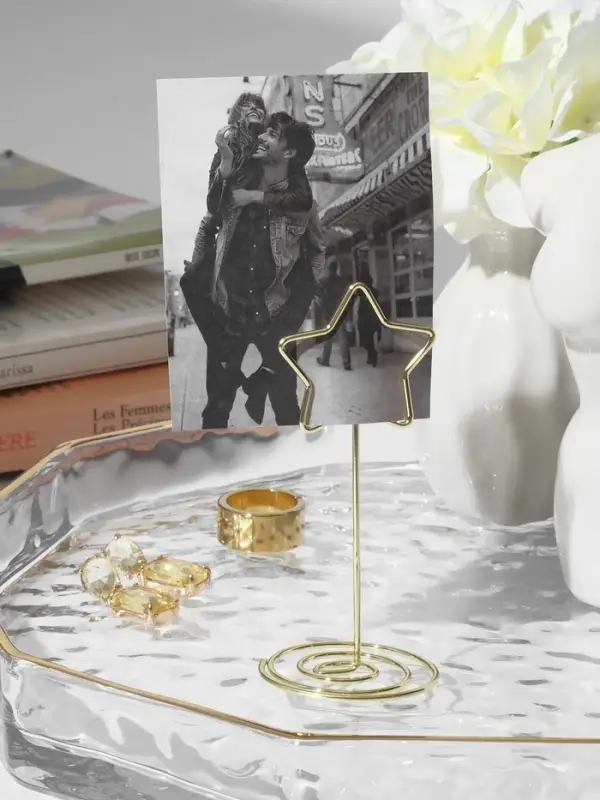 Подставка под ценник, фото &laquo;Звезда&raquo;, с зажимом, 3.3&times;3.3&times;8.3 см, цвет золото