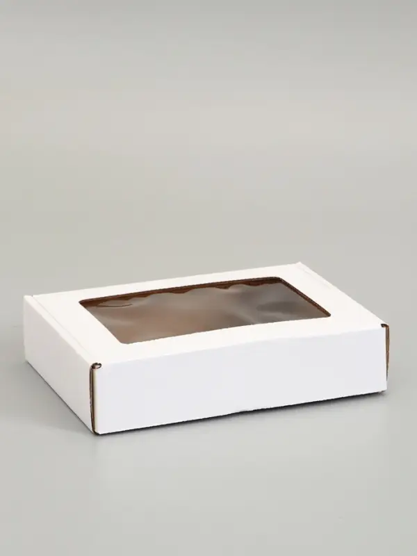Коробка самосборная, белая с окном, 21 х 15 х 5 см