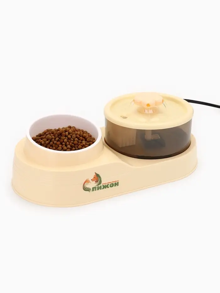 Фонтан для животных с миской, 34×17.5×11.5 см, бежевый Фонтан для животных с миской, 34×17.5×11.5 см, бежевый