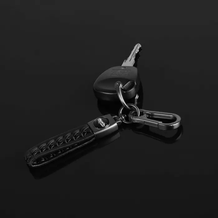 Брелок для ключей, петля с карабином, кожа PU чёрный