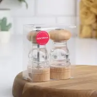 Набор мельниц для соли и перца Доляна, 2 предмета: 10.5&times;5 см, 11.5&times;5 см, прозрачный