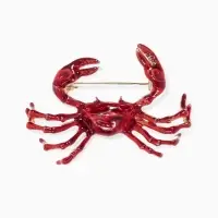 Брошь &laquo;Краб&raquo;, красная в золоте