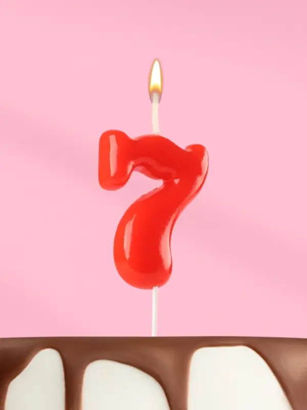 Свеча в торт «Красная», цифра 7 Свеча в торт «Красная», цифра 7