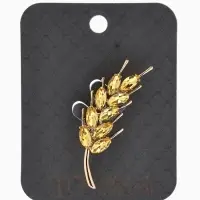 Брошь маленькая &laquo;Колосок&raquo;, жёлтая в золоте