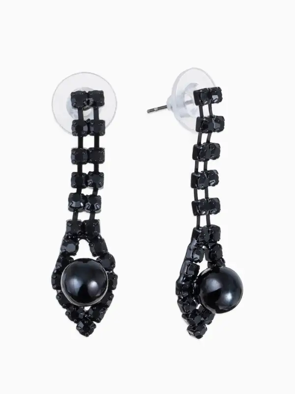 Набор 2 предмета: серьги, колье &laquo;Вернисаж&raquo;, шарики, чёрный, 30 см