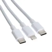 Кабель-разветвитель VIXION PRO VX-19, Type-C &mdash; Type-C + Lightning, 10 Вт, 1.2 м, белый