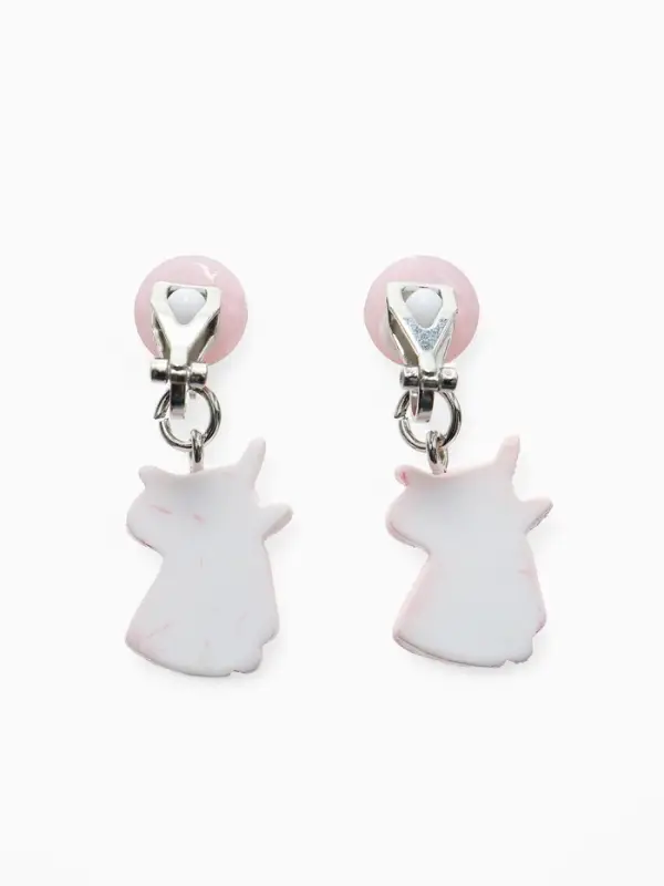 Серьги клипсы детские &laquo;Выбражулька. Единорог с жемчужиной&raquo;, розово-белые