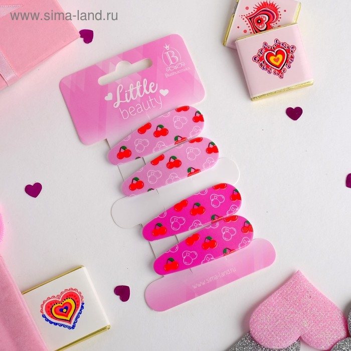 Невидимка для волос  Невидимка для волос "Ягодки" (набор 4 шт) вишенки 5 см, розовый