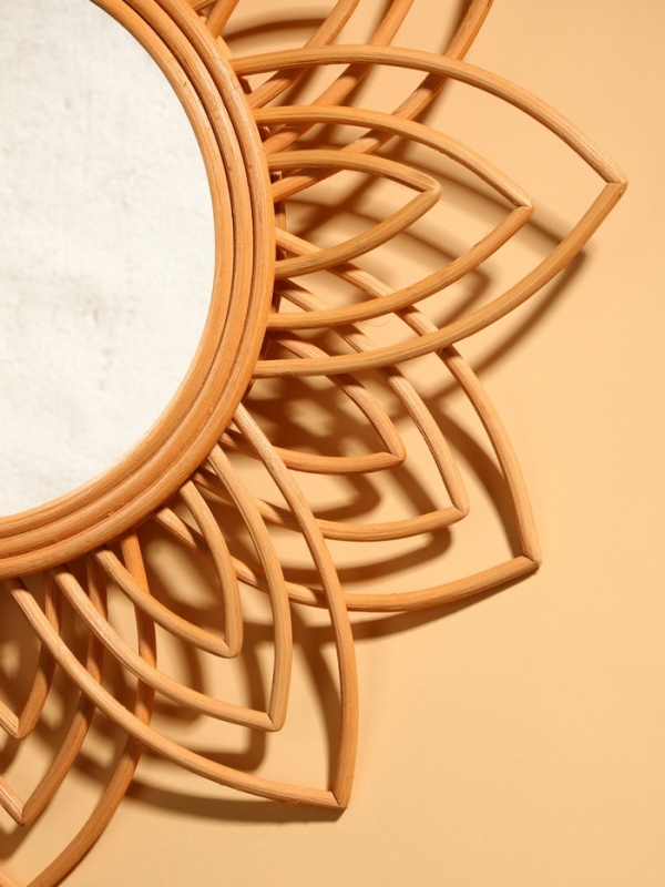 Зеркало настенное, 60х60х3 см, ротанг
