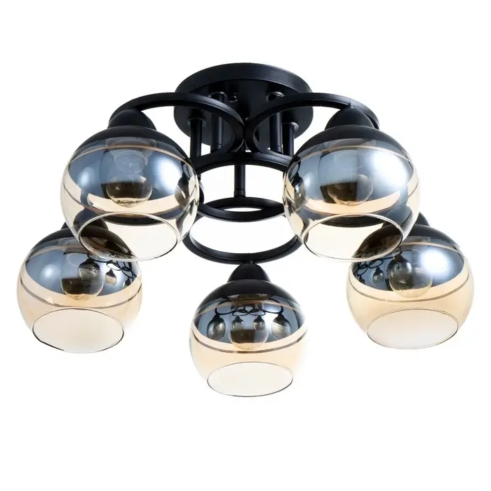 Светильник потолочный BayerLux &laquo;Айрис&raquo;, 5&times;Е27, 40 Вт, чёрный, 47&times;47&times;23 см