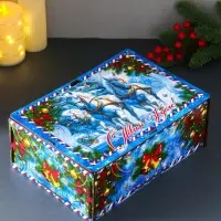 Шкатулка-ящик  самосборный большой  с символом года "Тройка",  28х19,5х11 см