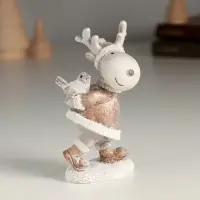 Фигурка полистоун &laquo;Весёлый лось с птичкой&raquo;, 5.5&times;4.5&times;10 см