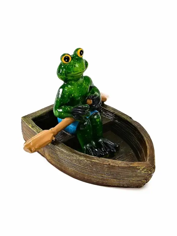 Садовая фигура из полистоуна &laquo;Лягушка в лодке&raquo;, 14&times;13&times;9.5 см, плавающая