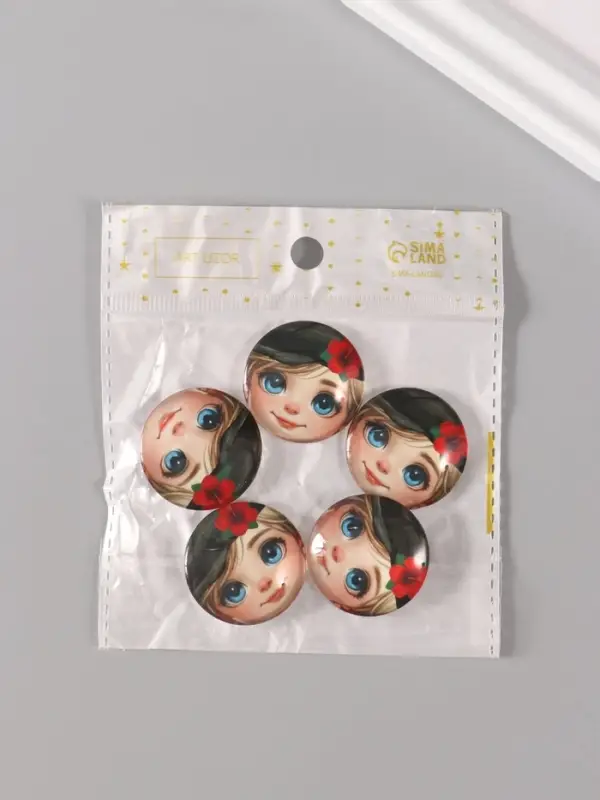 Кабошон стекло для творчества Кабошон стекло для творчества "Круг. Мальчишка в картузе с цветком" 3х3 см