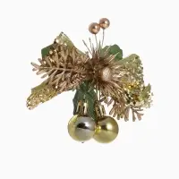 Ёлочные игрушки 2 шт. &laquo;Зимнее волшебство. Зимнее чудо&raquo; пластик, цветок шарики, 12&times;11 см, золото