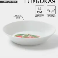 Тарелка Дулевский фарфор &laquo;Вишня&raquo;, d=14 см, фарфор, белая