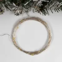 Гирлянда &laquo;Нить&raquo; 5 м роса, IP20, серебристая нить, 50 LED, свечение тёплое белое, USB