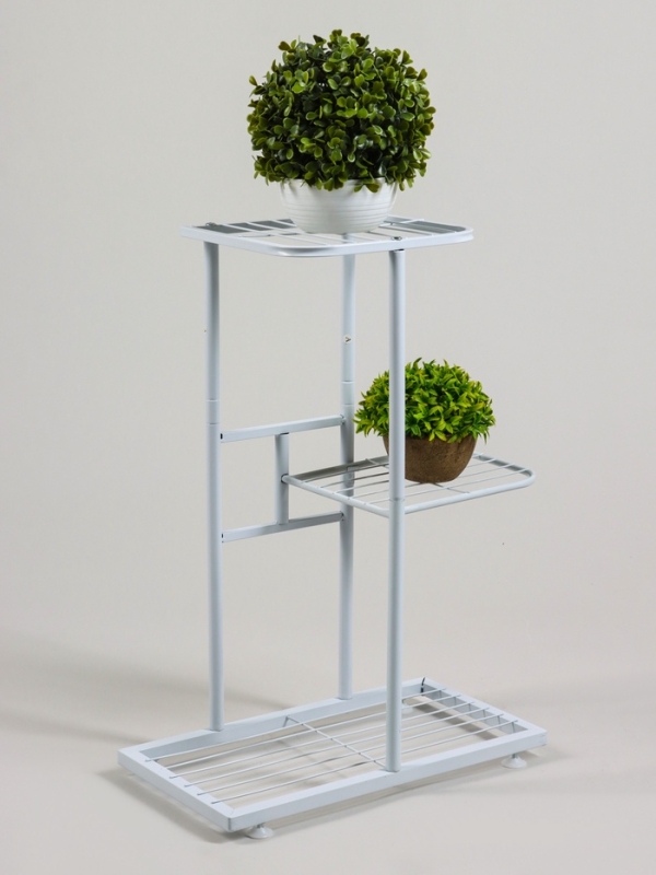 Подставка для цветов Greengo, 3 полки, 43 × 22 × 57 см, напольная, металл, белая Подставка для цветов Greengo, 3 полки, 43 × 22 × 57 см, напольная, металл, белая