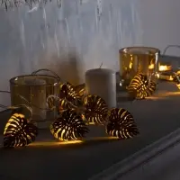 Гирлянда &laquo;Нить&raquo; 2.5 м с насадками &laquo;Листочек&raquo;, IP20, прозрачная нить, 10 LED, от батареек АА&times;2, свечение тёплое белое