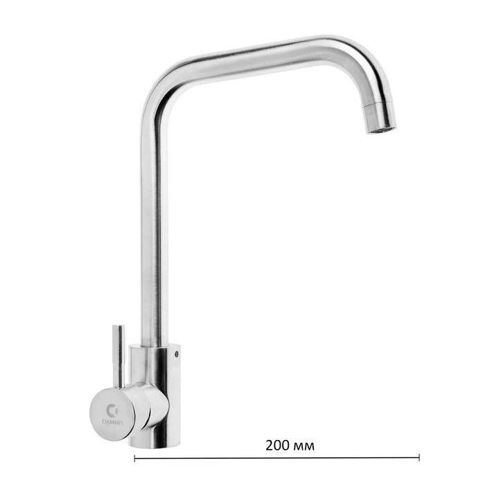 Смеситель для кухни Смеситель для кухни "ОЛИМП" ОС66723, однорычажный, высокий излив, нержавеющая сталь