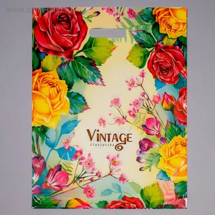 Пакет «Винтаж», полиэтиленовый с вырубной ручкой, 60 мкм, 38×47 см