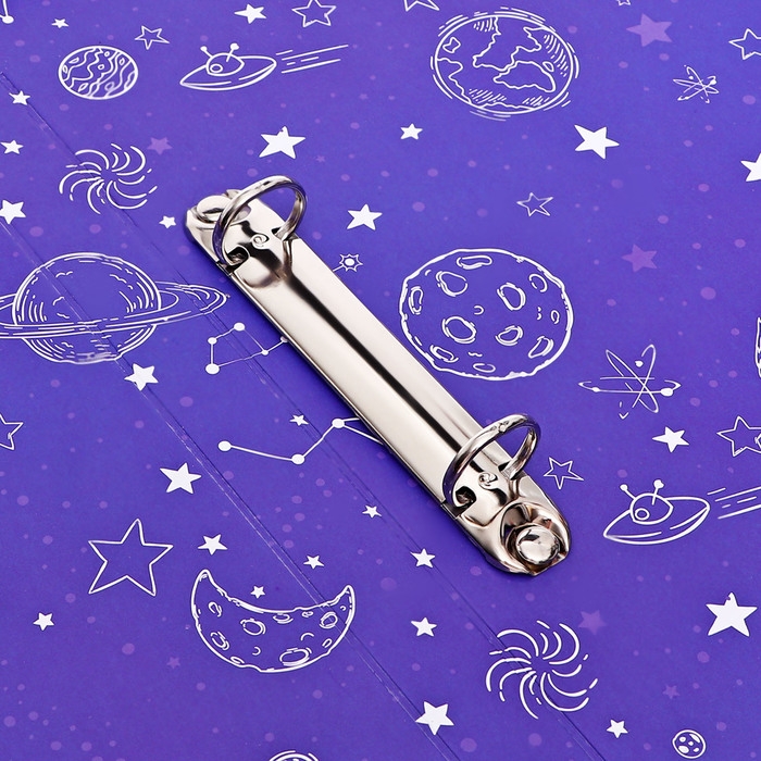 Папка-портфолио А4  Папка-портфолио А4 "Астронавт", Calligrata TOP, твердая обложка, на кольцах, молния вокруг, для школьника, 1 файл, 8 вкладышей