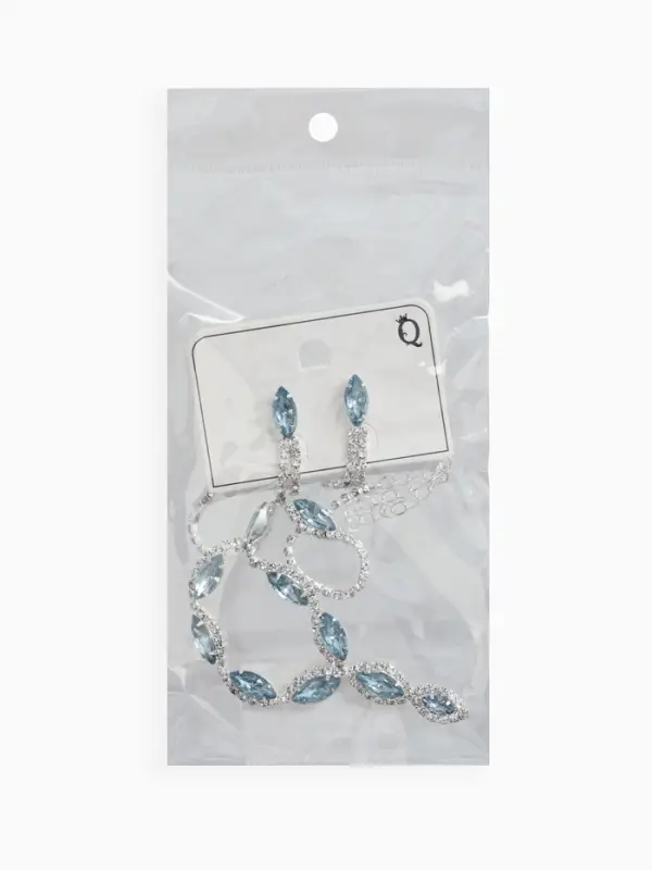 Набор 2 предмета: серьги, колье &laquo;Вечерний шик. Лепестки&raquo;, бело-небесно-голубой в серебре