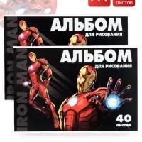 Альбом для рисования на склейке, А4, 40 листов, 90 г/м&sup2;, 2 штуки, &laquo;Супергерои&raquo;