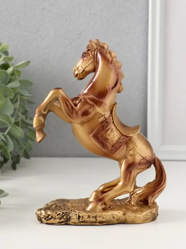 Сувенир полистоун Сувенир полистоун "Рыцарский конь на дыбах" под бронзу 12х5,8х16 см