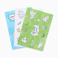 Наклейки детские, раскраска, 3 листа, А5 «Аниме»